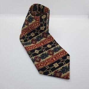 Metropolitan Museum of Art vintage silk tie black red gold